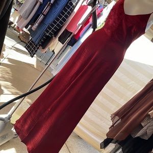 Long Satin Ruby Red Dress size Small